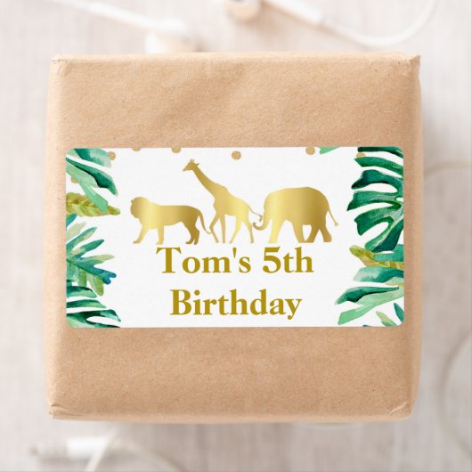 Mini flesetiket oerwoud dieren groen goud etiket (Insitu)