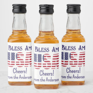 Mini Flessen USA Vlag 4 juli Rood Wit Blauw Likeurfles Etiket