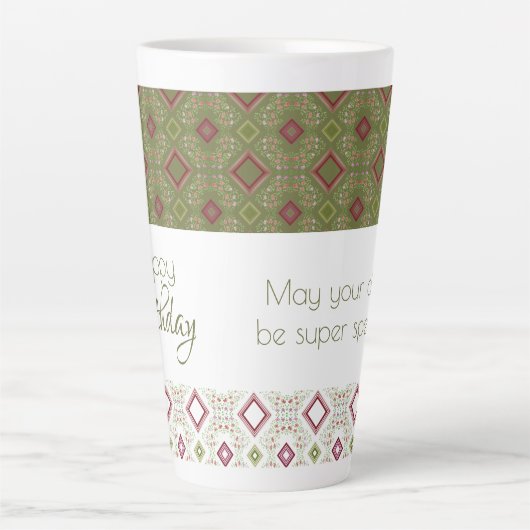 Mini Floral Happy Birthday Latte Mok (Voorkant)