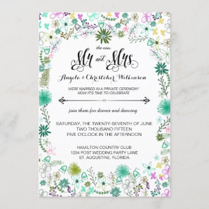 Mini Flowers Reception only Post Wedding Invite Kaart