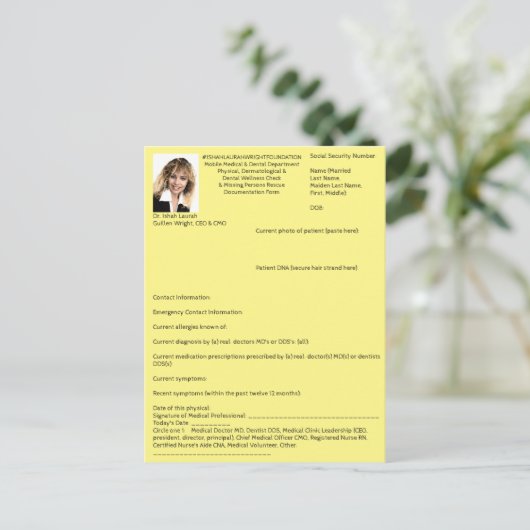Mini Form for: Med., Derm., Dental, Vermiste Perso Uitnodiging Briefkaart (Staand voorkant)