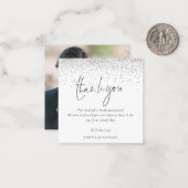 MINI FORMaat | Zilveren Glitter Foto Trouw Dankjew Notitiekaartje (Voorkant / Achterkant in situ)