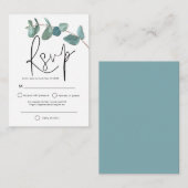 MINI FORMATE Turquoise Eucalyptus Elegant Script R Notitiekaartje (Voorkant / Achterkant)