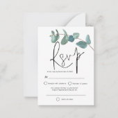 MINI FORMATE Turquoise Eucalyptus Elegant Script R Notitiekaartje (Voorkant)