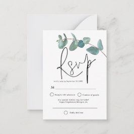 MINI FORMATE Turquoise Eucalyptus Elegant Script R Notitiekaartje