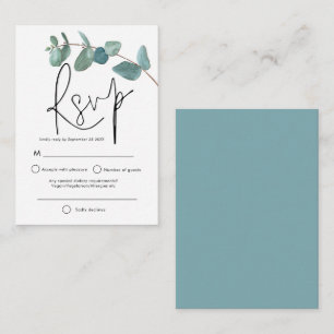 MINI FORMATE Turquoise Eucalyptus Elegant Script R Notitiekaartje