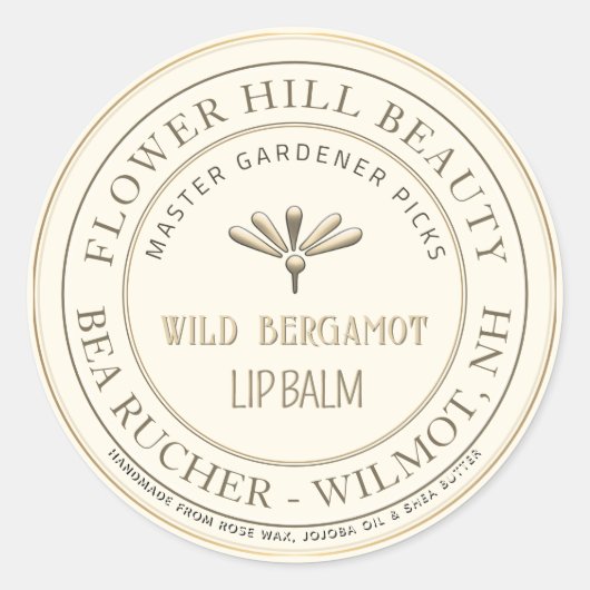 Mini Geblinde Lip Balm Metalen Gouden Rand Bloem Ronde Sticker (Voorkant)