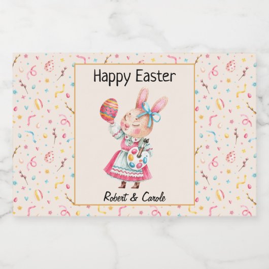 Mini Gelukkig of Gezegend Pasen (10) Mini Sparkling Wijnetiket (Enkel label)