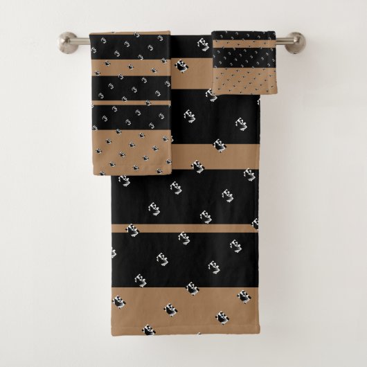 Mini Geo Zwart Bruine Strepen Bad Handdoek (Insitu)