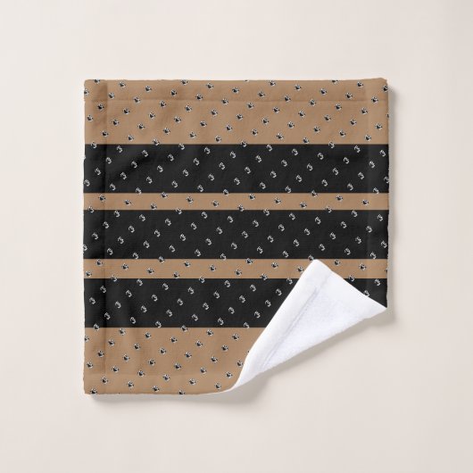 Mini Geo Zwart Bruine Strepen Bad Handdoek (Wasdoekje)