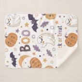 Mini Ghost & Pumpkin Sherpa Deken – Kleine Maat (Voorkant (horizontaal))