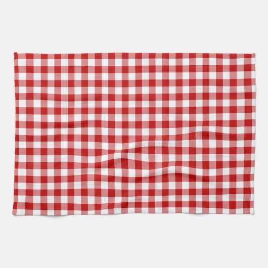 Mini Gingham Check Red White Patroon Theedoek (Horizontaal)