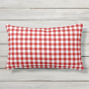 Mini Gingham Rutpatroon Rood Wit Buitenkussen