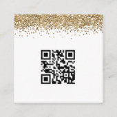 Mini Glam Gold Glitter QR Code Weddenschap RSVP Informatiekaartje (Achterkant)