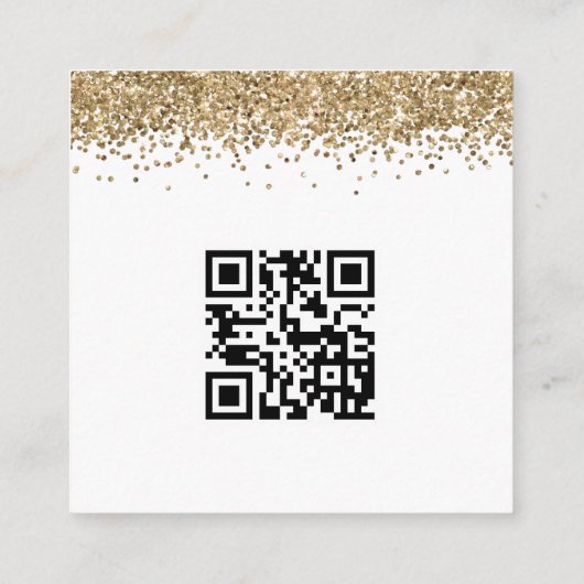 Mini Glam Gold Glitter QR Code Weddenschap RSVP Informatiekaartje (Achterkant)