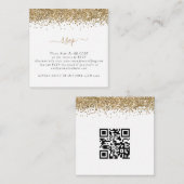 Mini Glam Gold Glitter QR Code Weddenschap RSVP Informatiekaartje (Voorkant / Achterkant)