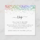 Mini Glam Rainbow Glitter QR Code Weddenschap RSVP Informatiekaartje (Voorkant)