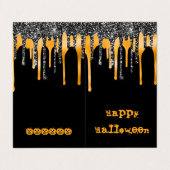 MINI Glitter Oranje Happy Halloween Classroom Kaar Visitekaartje (Buitenkant ongevouwen)