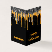 MINI Glitter Oranje Happy Halloween Classroom Kaar Visitekaartje (Buitenkant)