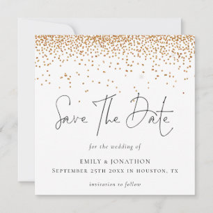 MINI   Gold glitter Confetti Wedding Save the Date Notitiekaartje