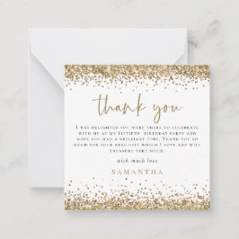 MINI Gold Glitter Foto 40u bedankt Notitiekaartje