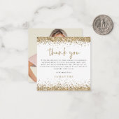 MINI Gold Glitter Foto 40u bedankt Notitiekaartje (Voorkant / Achterkant in situ)