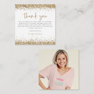 MINI Gold Glitter Foto 40u bedankt Notitiekaartje