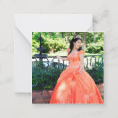 MINI Gold Glitter Foto Quinceañera Hartelijk dank Notitiekaartje (Achterkant)