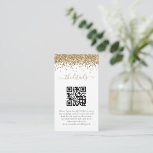 Mini Gold Glitter QR-code Weddenschap - Gegevens Informatiekaartje