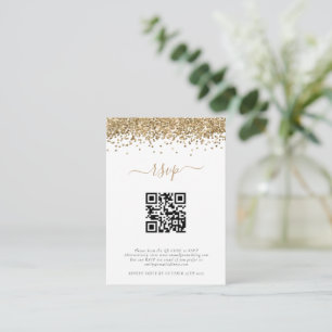 Mini Gold Glitter QR Code Weddenschap RSVP Informatiekaartje