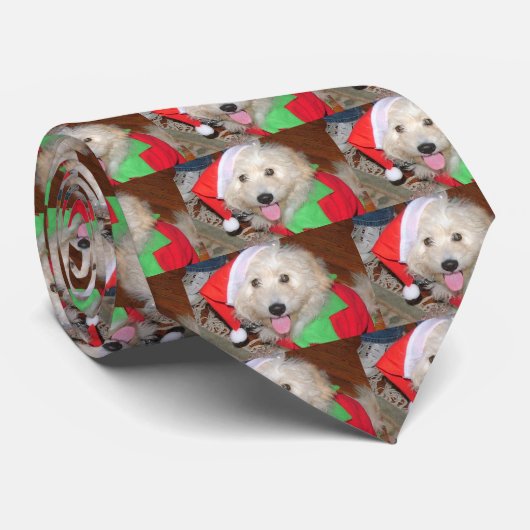 mini golden doedle stropdas voor kerstmis (Opgerold)