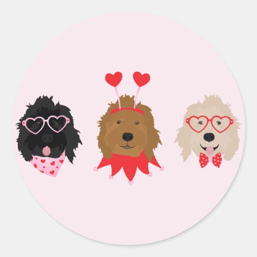 Mini Goldendoodle Dogs Valentijnsdag Ronde Sticker (Voorkant)