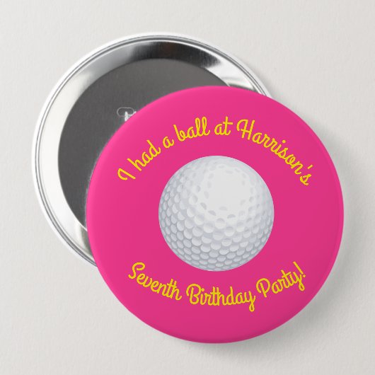 Mini Golf Ball Verjaardagsfeestje Roze Ronde Button 4,0 Cm (Voorkant /achterkant)