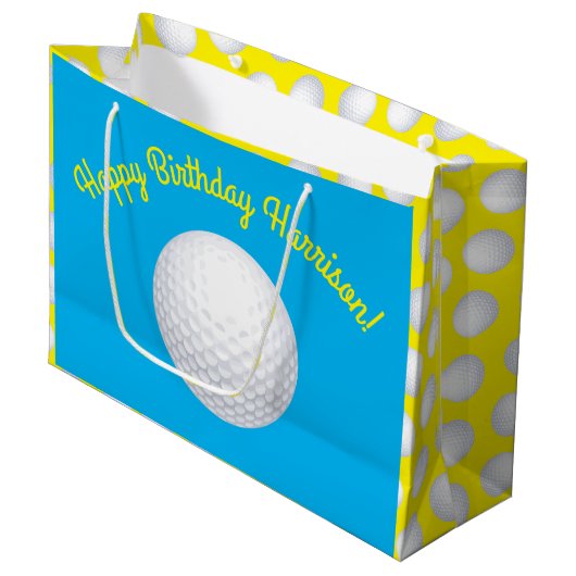 Mini Golf Balls Birthday Party Kinder Blue Groot Cadeauzakje (Voorkant Gekanteld)