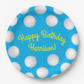 Mini Golf Balls Birthday Party Kinder Blue Papieren Bordje (Voorkant)