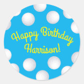 Mini Golf Balls Birthday Party Kinder Blue Ronde Sticker (Voorkant)