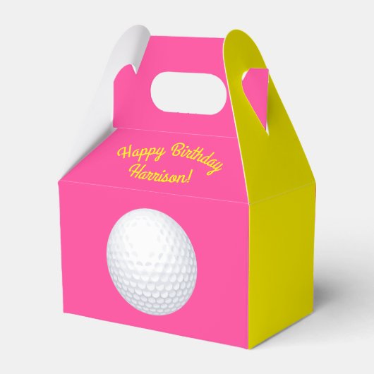 Mini Golf Balls Birthday Party Kinder roze Bedankdoosjes (Achterkant)