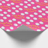 Mini Golf Balls Birthday Party Kinder roze Cadeaupapier (Hoek)