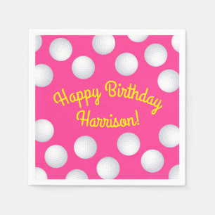 Mini Golf Balls Birthday Party Kinder roze Servet