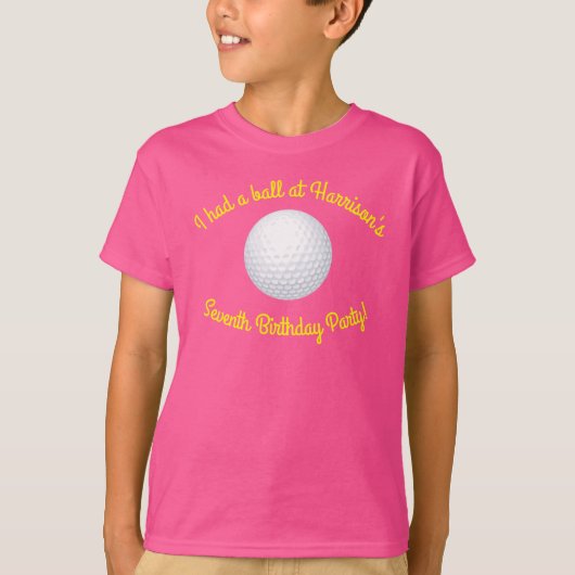 Mini Golf Balls Birthday Party Kinder roze T-shirt (Voorkant)