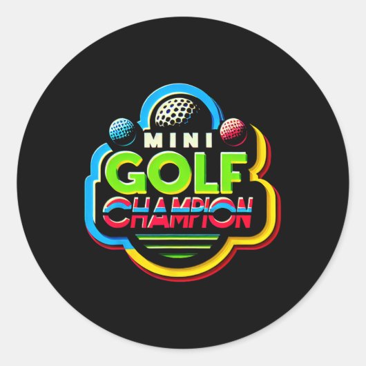 Mini Golf Kampioen - Ronde Sticker (Voorkant)