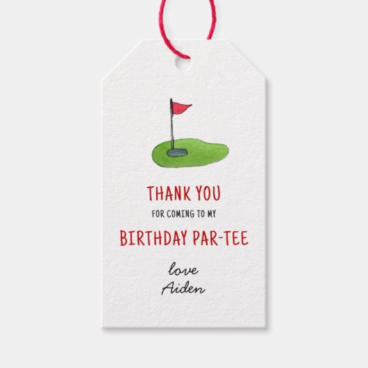 Mini Golf Kinderverjaardagsfeestje Bedankt Cadeaulabel (Voorkant)