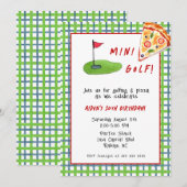 Mini Golf & Pizza Kind Birthday party Kaart (Voorkant / Achterkant)