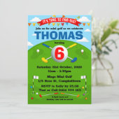 Mini Golf Putt Boys Birthday Party Kaart (Staand voorkant)