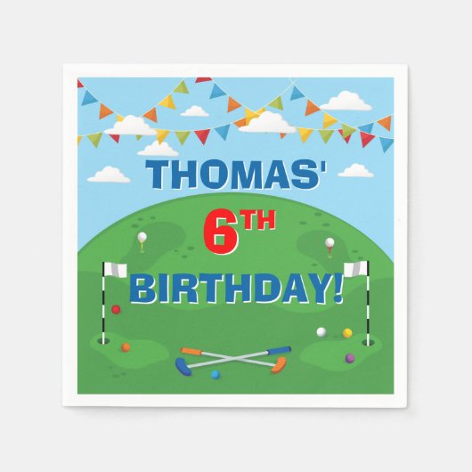 Mini Golf Putt Boys Birthday Party Servet (Voorkant)