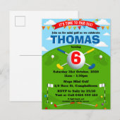 Mini Golf Putt Boys Birthday Party Uitnodiging Briefkaart (Voorkant / Achterkant)