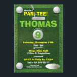Mini Golf Putt Kids Birthday Party Invitation Kaart<br><div class="desc">Een leuk kinder mini-golfontwerp met een putter,  golfballen en een gat. Ga voor een digitale versie naar mijn website: www.invitecentral.com</div>