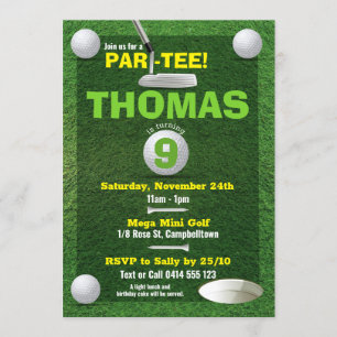 Mini Golf Putt Kids Birthday Party Invitation Kaart