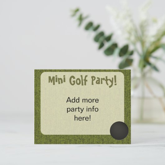 Mini golf stijl gat in een uitnodiging (Staand voorkant)
