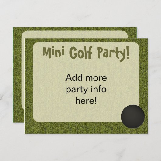 Mini golf stijl gat in een uitnodiging (Voorkant / Achterkant)